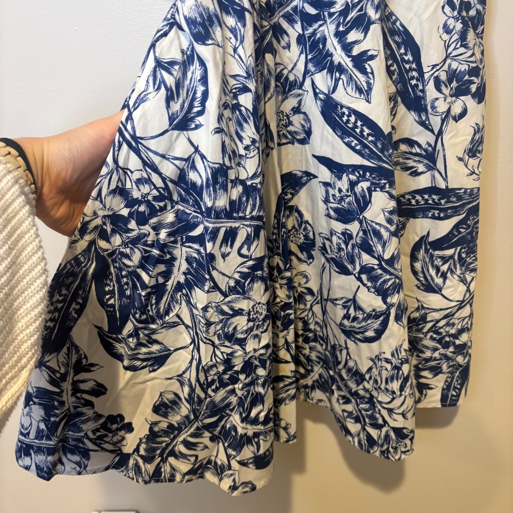 Abercrombie & Fitch Floral Puff Sleeve Mini Dress Womens S Blue Toile Babydoll - Picture 3 of 5